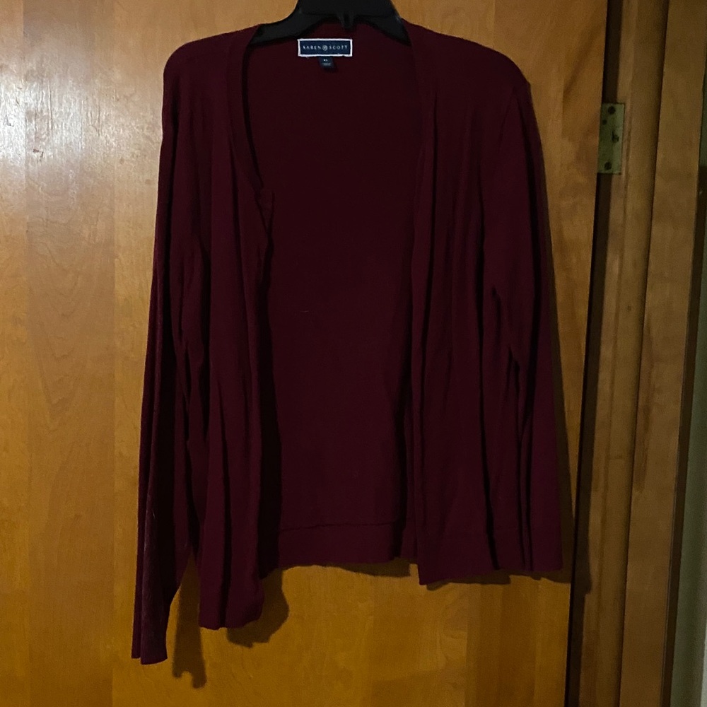 Karen Scott Burgundy Cardigan